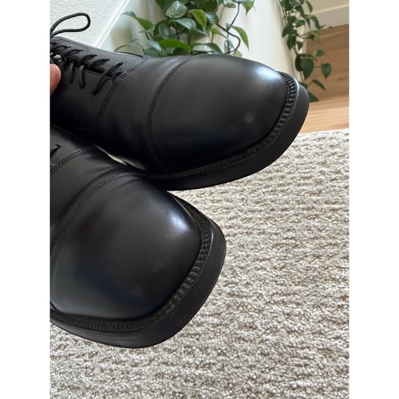 Santoni Cap Toe Oxford Men 9.5 Black Leather Dress Shoes Made in Italy LUXURY main image 4